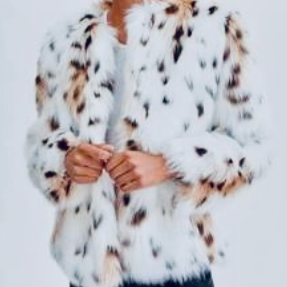 7 for All Mankind-Faux Snow Leopard Coat
